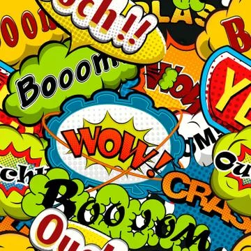 Bright and multicolored Comics Speech Bubbles Seamless Pattern Stock-Illustration