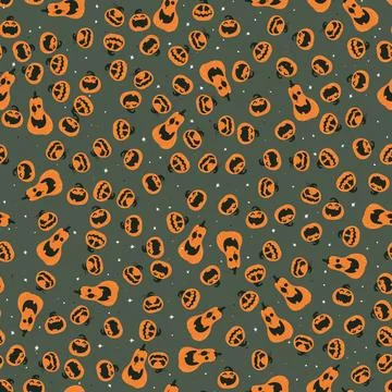 Bright and playful pattern featuring pumpkins and bears celebrating Hallowe.. Stock Illustration