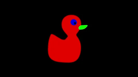Bright and Playful Red Duck on Black Background with Minimalistic Design Stock Footage 341921496