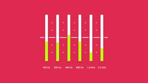 Bright and simple equalizer animation concept with amplitude signs. Stockbeeldmateriaal 143809100