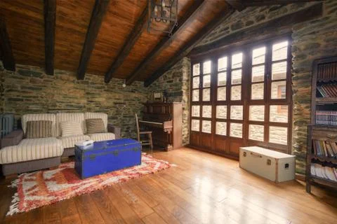 Bright and spacious Rustic style Living Room Stock Photos