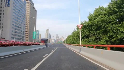 Bright and sunny elevated road conditions in Shanghai is under lockdown Stock Footage 194078640