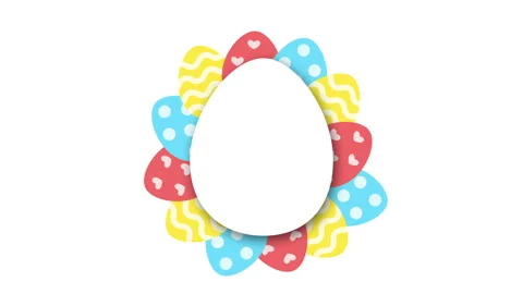 Bright animation with colorful easter eggs and copy space on the white Stock Footage 304805518