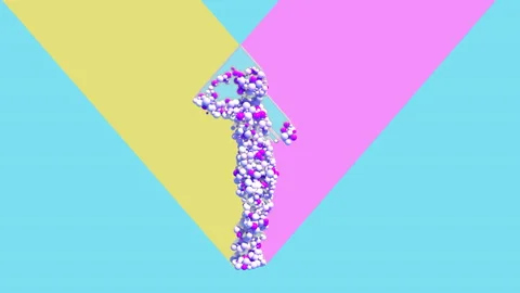Bright animation of a dancing balloon character. Flat video with 3d animation Video stock 141360619
