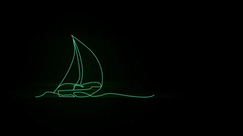 Bright animation of one line boat with sails Stock Footage 341817342