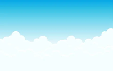 Bright atmosphere white clouds on top blue sky landscape vector background Illustrazione stock