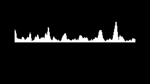 Bright Audio Wave Digital Frequency Animation White Line Black Background 4K Stock Footage 341030748