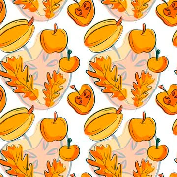 Bright autumn seamless flat pattern Stock Illustration