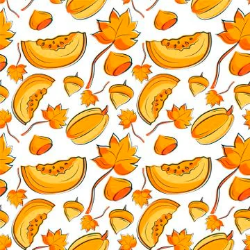 Bright autumn seamless flat pattern Illustrazione stock