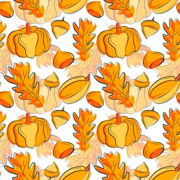Bright autumn seamless flat pattern Stock Illustration