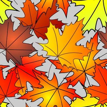 Bright autumn seamless pattern of maple yellow and red leaves on a blue 스톡 일러스트