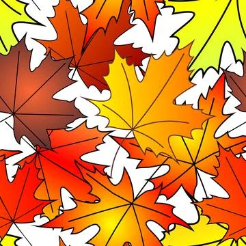 Bright autumn seamless pattern of maple yellow and red leaves on a white Illustrazione stock
