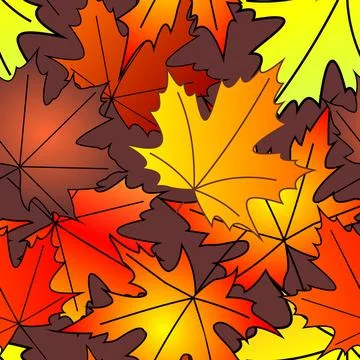 Bright autumn seamless pattern of maple yellow and red leaves on a brown Stock Illustration