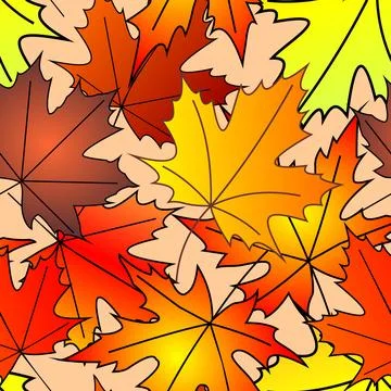 Bright autumn seamless pattern of maple yellow and red leaves on a pink bac.. Stock Illustration
