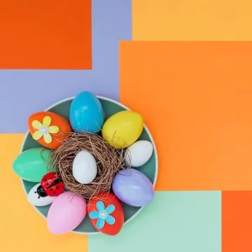 Bright background with an asymmetric geometric pattern in trendy colors with  Foto stock