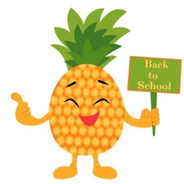 Bright background Back to School with pineapple Stock Illustration