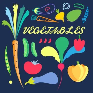 Bright background with colored vegetables Stock Illustration
