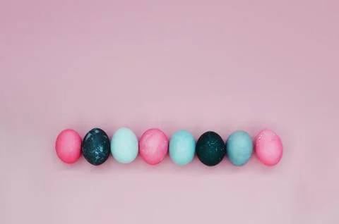 Bright background with colorful Easter Eggs. Copy Space Stock Photos