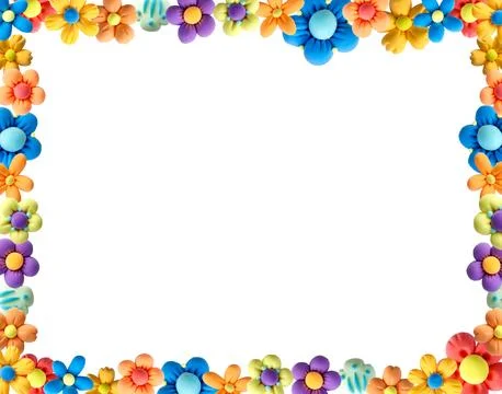 Bright background frame with white background. Pastel Flowers made of soft pl Stock Illustration