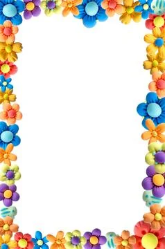 Bright background frame with white background. Pastel Flowers made of soft pl Stock Illustration