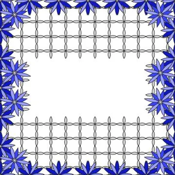 Bright  background image of blue flowers and openwork mesh in th Stock Illustration