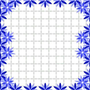 Bright  background image of blue flowers and openwork mesh in th Stock Illustration