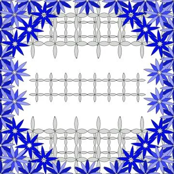 Bright  background image of blue flowers and openwork mesh in th Stock Illustration