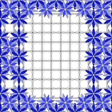 Bright  background image of blue flowers and openwork mesh in th Stock Illustration