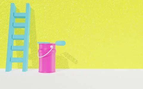 Bright background with pastel tones with a paint pot Stock Illustration