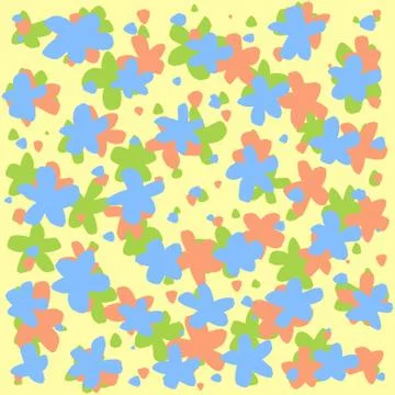 Bright background with small colored flowers on a yellow background Stock-Illustration