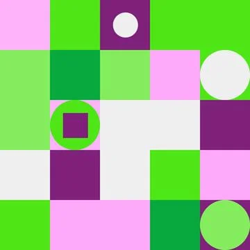 Bright background of squares and circles. Tetris shapes. Colorful festive Stock Illustration