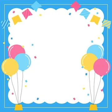Bright balloon party frame 1 Stock Illustration