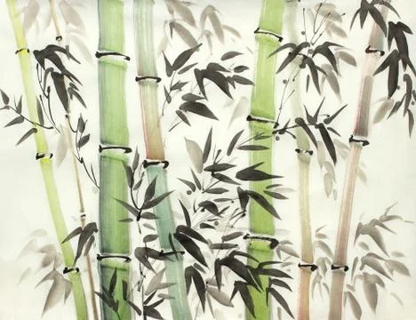 Bright bamboo forest Stock Illustration