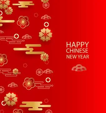 Bright banner with Chinese elements of 2020 new year. Patterns in modern styl Stock Illustration