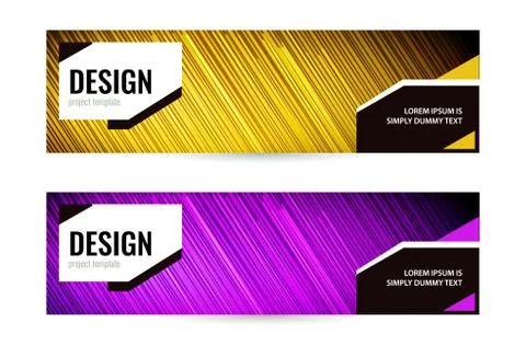 Bright banner with strips on dark background. Set horizontal banners with empty Illustrazione stock