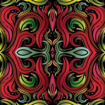 Bright Baroque vector seamless pattern. Floral beautiful background. Wallpape Illustrazione stock