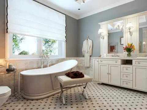 Bright bathroom classic design Stock Illustration