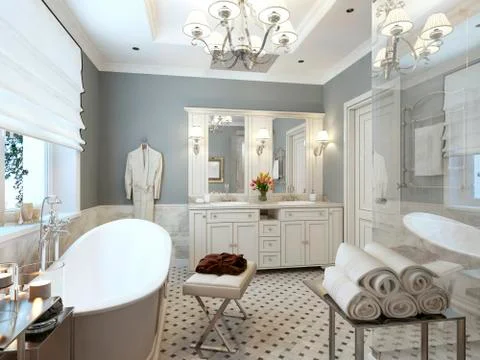 Bright Bathroom Provence Stock Illustration