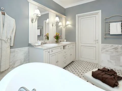 Bright Bathroom Provence Stock Illustration