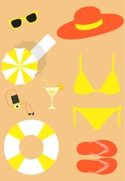 Bright beach set Stock Illustration