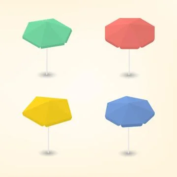 Bright beach umbrella 3D, vector illustration. Stock Illustration