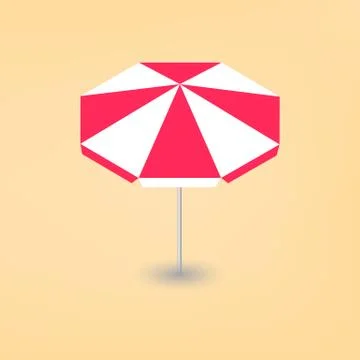 Bright beach umbrella 3D, vector illustration. Stock Illustration