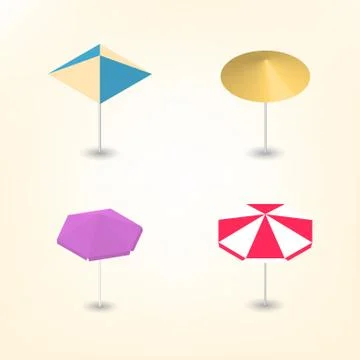 Bright beach umbrella 3D, vector illustration. Stock Illustration