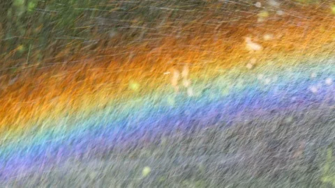 Bright beautiful rainbow close-up during rain. rain makes large color rainbow Stock Footage 120088648