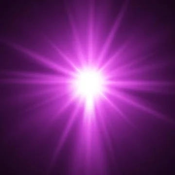 Bright beautiful star. Light from the rays. Illustrazione stock