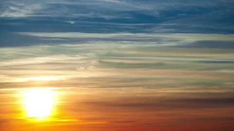 Bright, beautiful sunset with fast flying clouds, timelapse Stock Footage 42185972