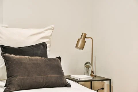 Bright bedroom design Stock Photos