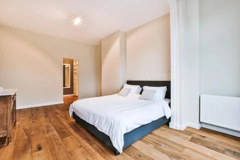 Bright bedroom design Stock Photos