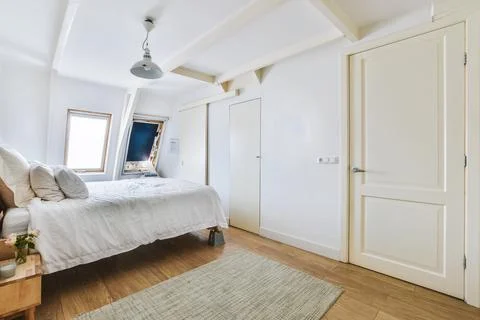 Bright bedroom design Stock Photos