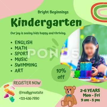Bright beginnings kindergarten offers fun learning and activities PSD 템플릿